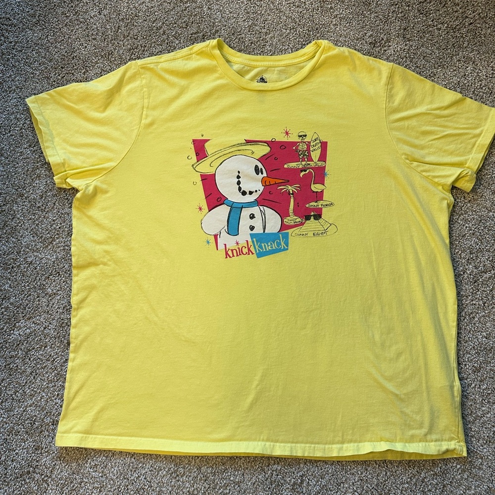 NWOT Disney Snowman Knick Knack Yellow Shirt Sunny Florida Palm Springs XL
